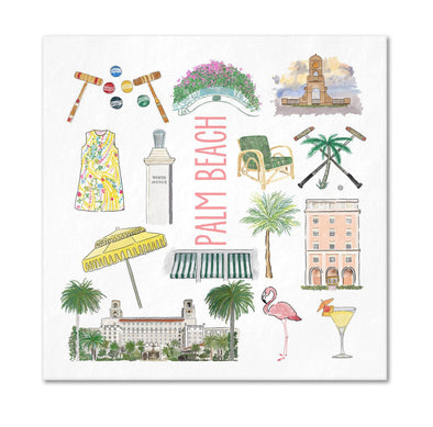 Iconic Palm Beach, FL Watercolor  Napkins