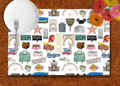 Iconic Los Angeles Watercolor Disposable Placemats - tear-away pad of 24