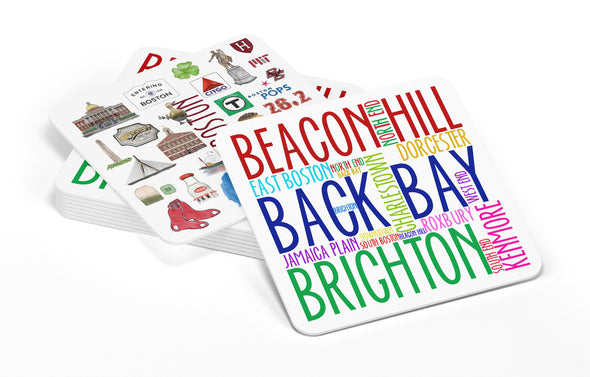 Iconic Boston, Massachusetts Watercolor Paper Coasters - Set of 10