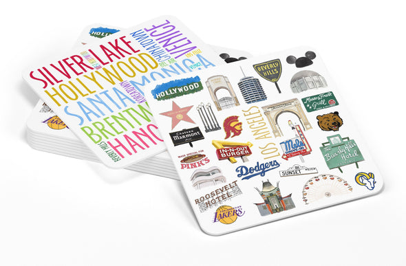 Iconic Los Angeles Watercolor Paper Coasters - Set of 10