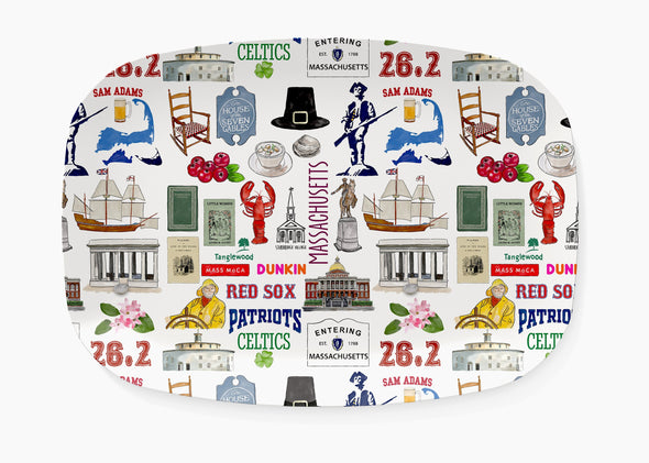 Iconic  Massachusetts Watercolor Thermosaf Platter