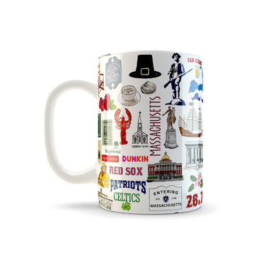 Iconic Massachusetts Watercolor Ceramic Mug