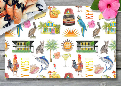Iconic Key West Watercolor Disposable Placemats - tear-away pad of 24