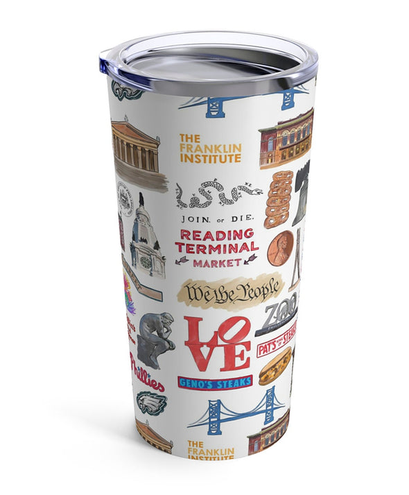Iconic Philadelphia Watercolor 20 ounce Stainless Steel Hot/Cold Cup