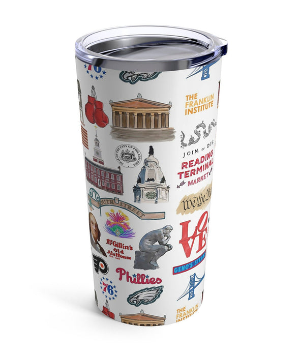 Iconic Philadelphia Watercolor 20 ounce Stainless Steel Hot/Cold Cup