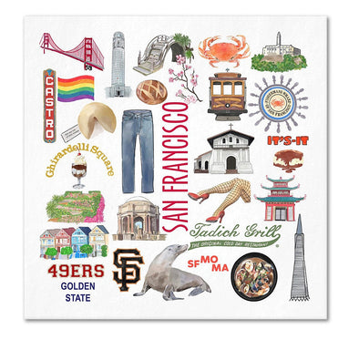 Iconic San Francisco Watercolor  Napkins