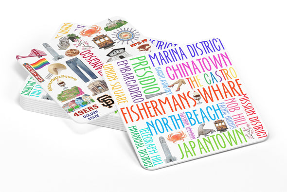 Iconic San Francisco Watercolor Paper Coasters - Set of 10