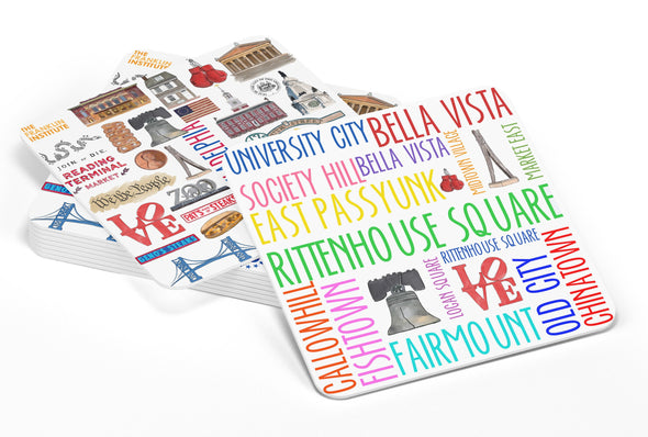 Iconic Philadelphia Watercolor Paper Coasters - Set of 10