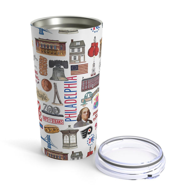 Iconic Philadelphia Watercolor 20 ounce Stainless Steel Hot/Cold Cup