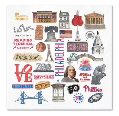 Iconic Philadelphia Watercolor  Napkins