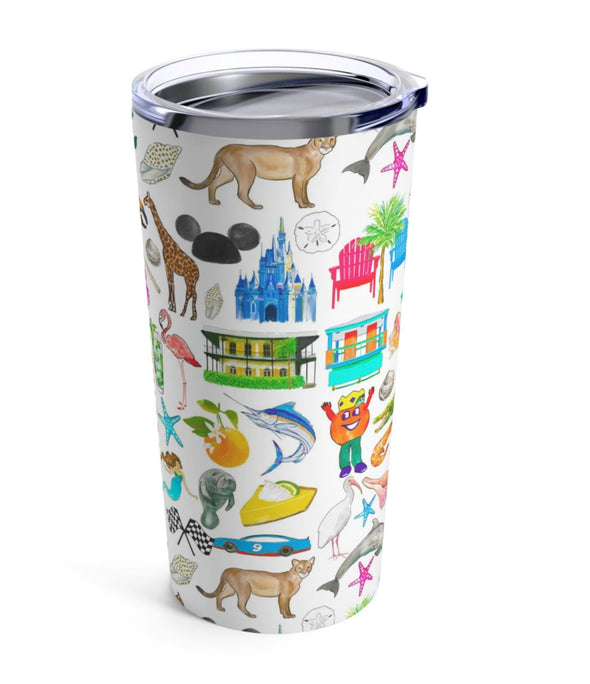 Iconic Florida Watercolor 20 ounce Stainless Steel Hot/Cold Cup