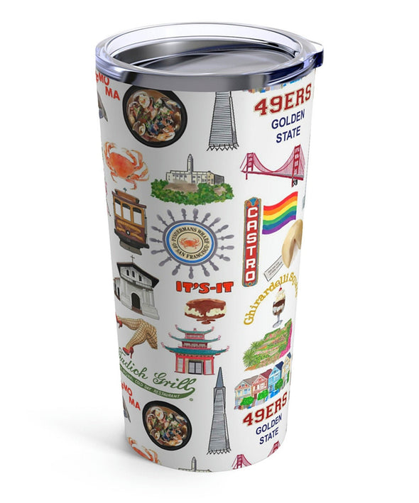 Iconic San Francisco Watercolor 20 ounce Stainless Steel Hot/Cold Cup