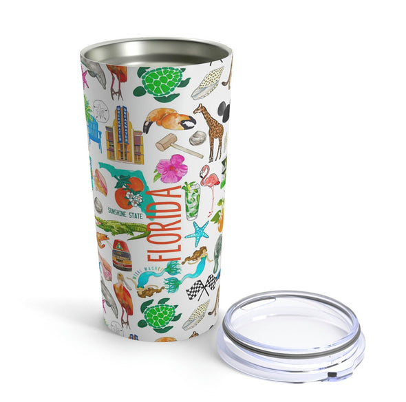 Iconic Florida Watercolor 20 ounce Stainless Steel Hot/Cold Cup