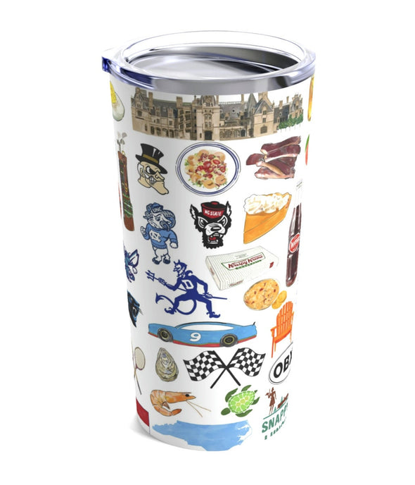 Iconic North Carolina Watercolor 20 ounce Stainless Steel Hot/Cold Cup