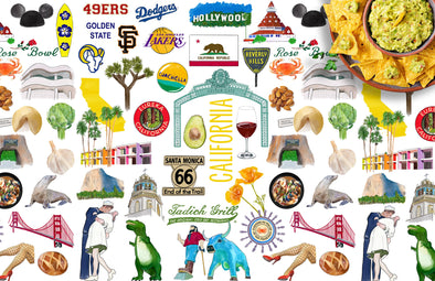 Iconic California Watercolor Disposable Placemats - tear-away pad of 24