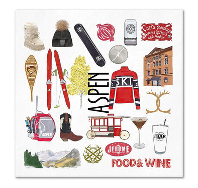 Iconic Aspen Colorado Watercolor  Napkins
