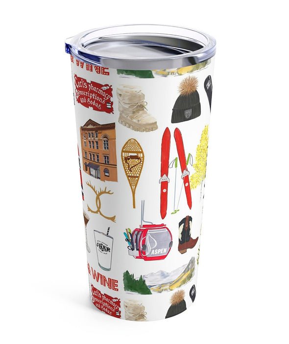 Iconic Aspen Colorado Watercolor 20 ounce Stainless Steel Hot/Cold Cup