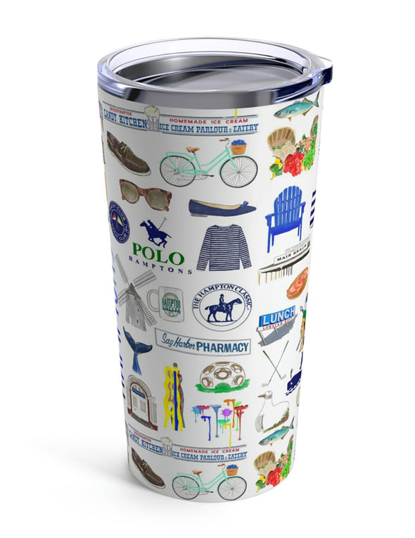 Iconic Hamptons NY Watercolor 20 ounce Stainless Steel Hot/Cold Cup