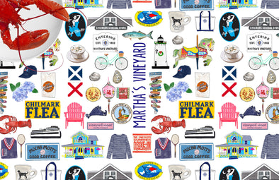 Iconic Martha's Vineyard Watercolor Disposable Placemats - tear-away pad of 24