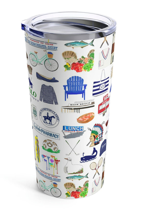 Iconic Hamptons NY Watercolor 20 ounce Stainless Steel Hot/Cold Cup