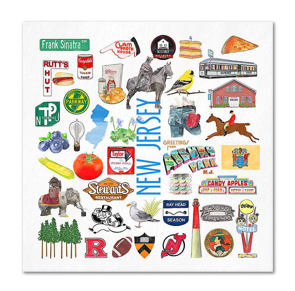 Iconic New Jersey Watercolor  Napkins
