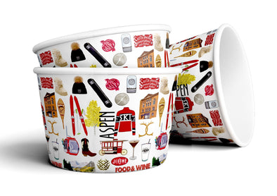 8 oz Iconic Aspen Colorado Ice Cream, Soup, Favor Cup - Set of 12