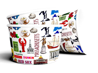 8 oz Iconic Massachusetts Ice Cream, Soup, Favor Cup - Set of 12
