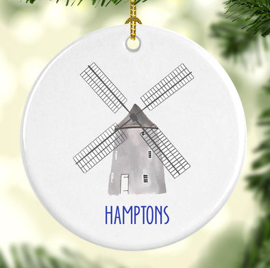 Iconic Hamptons Windmill Round Porcelain Ornament
