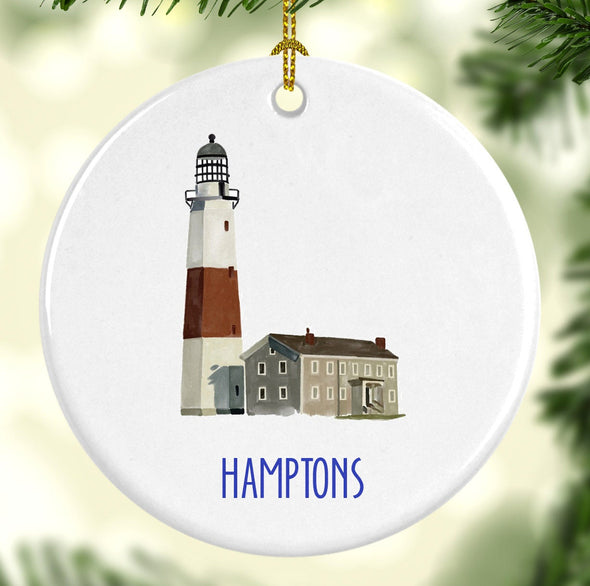 Iconic Montauk Lighthouse Round Porcelain Ornament