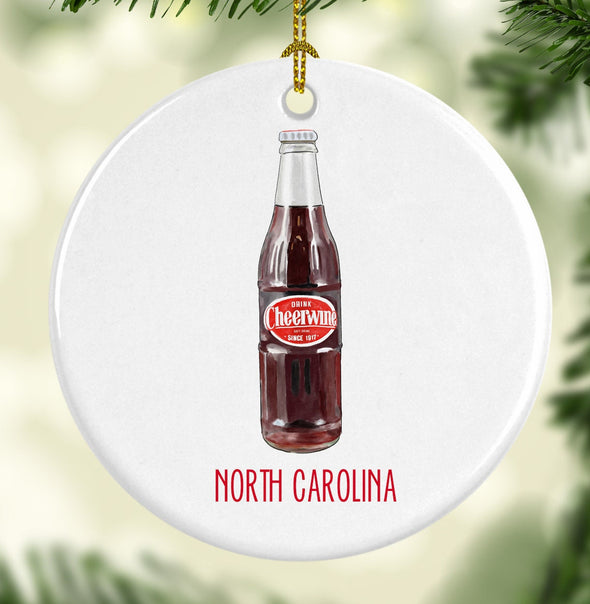 Iconic North Carolina Cheerwine Porcelain Ornament