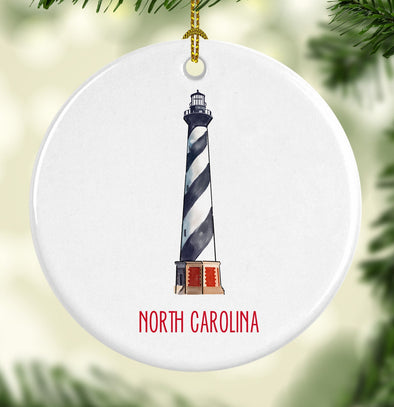 Iconic North Carolina Cape Hatteras Lighthouse Porcelain Ornament