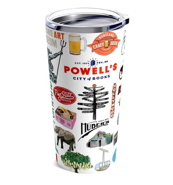 Iconic Portland Oregon Watercolor 20 ounce Stainless Steel Hot/Cold Cup