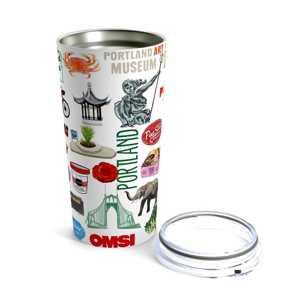 Iconic Portland Oregon Watercolor 20 ounce Stainless Steel Hot/Cold Cup