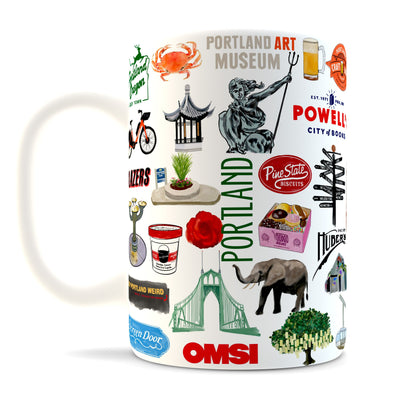 Iconic Portland Oregon Watercolor Ceramic Mug