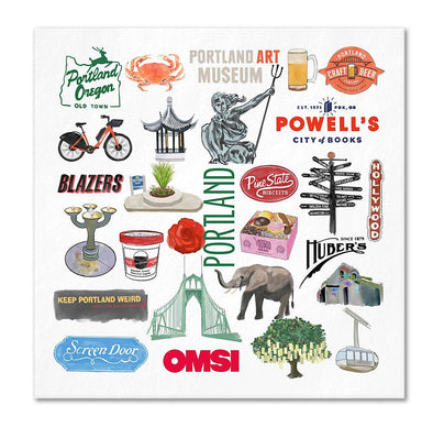 Iconic Portland Oregon Watercolor  Napkins