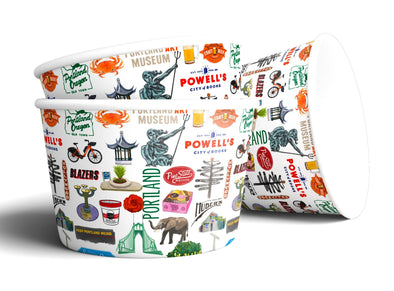 8 oz Iconic Portland Oregon Ice Cream, Soup, Favor Cup - Set of 12