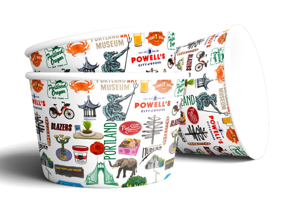 8 oz Iconic Portland Oregon Ice Cream, Soup, Favor Cup - Set of 12