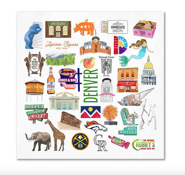 Iconic Denver Colorado Watercolor  Napkins