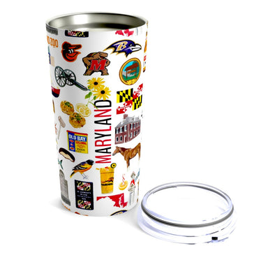 Iconic Maryland Watercolor 20 ounce Stainless Steel Hot/Cold Cup