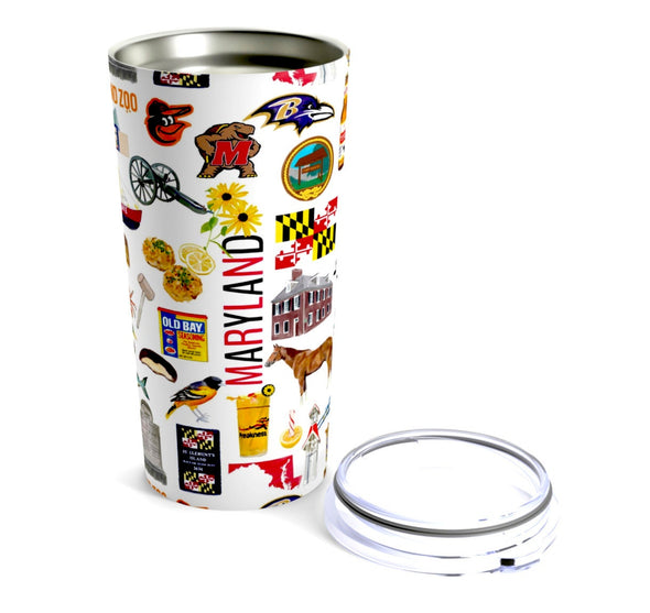 Iconic Maryland Watercolor 20 ounce Stainless Steel Hot/Cold Cup