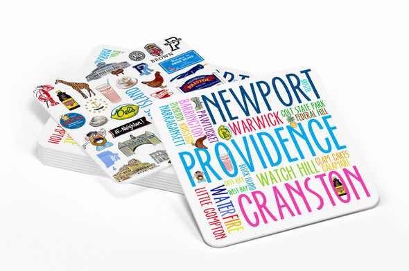 Iconic Rhode Island Watercolor Paper Coasters - Set of 10