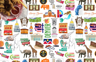 Iconic Denver Colorado Watercolor Disposable Placemats - tear-away pad of 24