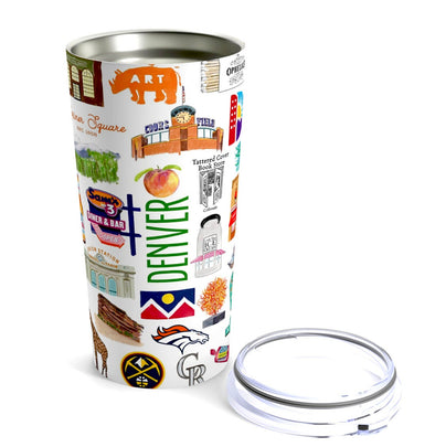 Iconic Denver Colorado Watercolor 20 ounce Stainless Steel Hot/Cold Cup