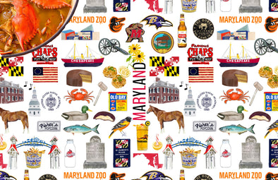 Iconic Maryland Watercolor Disposable Placemats - tear-away pad of 24