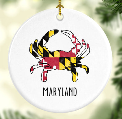 Iconic Maryland Flag Crab Porcelain Ornament
