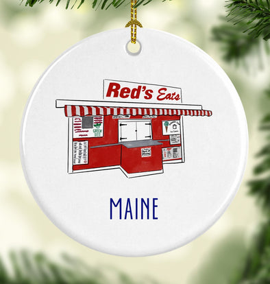 Iconic Maine Red's Eats Round Porcelain Ornament