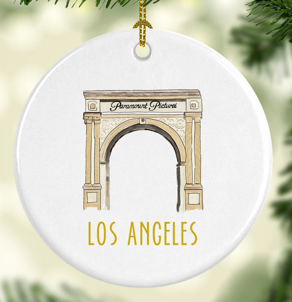 Iconic Los Angeles Paramount Pictures Round Porcelain Ornament