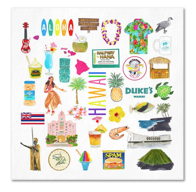 Iconic Hawaii Watercolor  Napkins