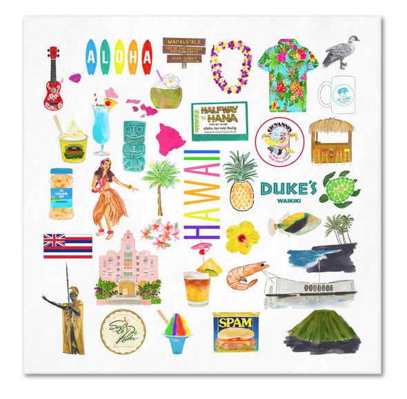 Iconic Hawaii Watercolor  Napkins