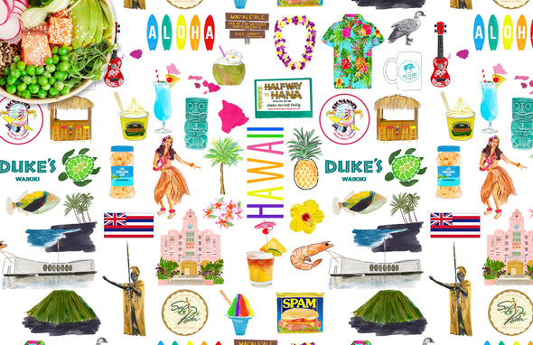 Iconic Hawaii Watercolor Disposable Placemats - tear-away pad of 24